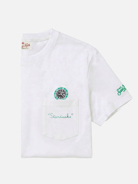 T-shirt Austin bianca con orologio e ricamo Starduchs