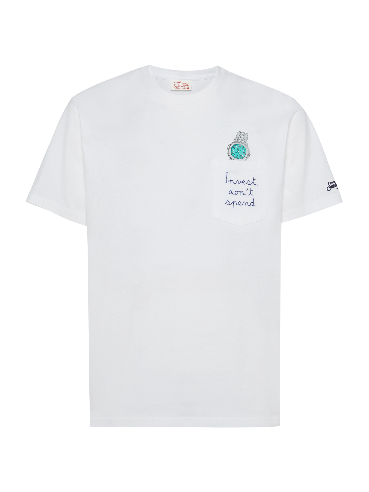 Cotton t-shirt Austin with embroidery and watch print - MC2 Saint Barth