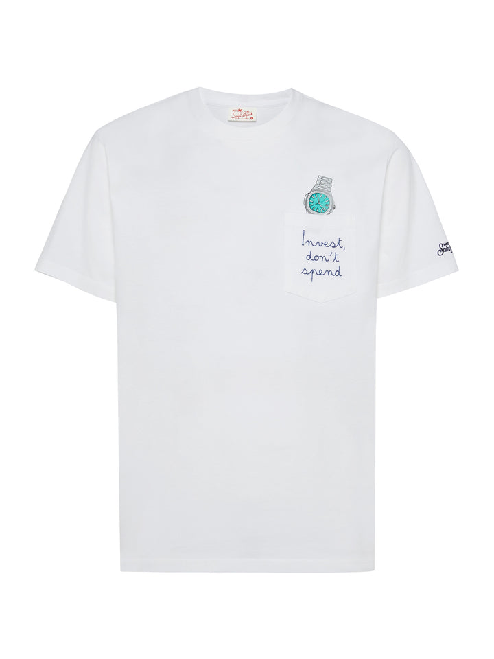 Tshirt in cotone Austin con ricamo e stampa orologio
