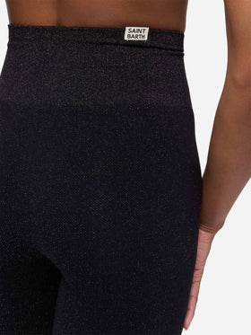 Leggings neri in lurex Avice