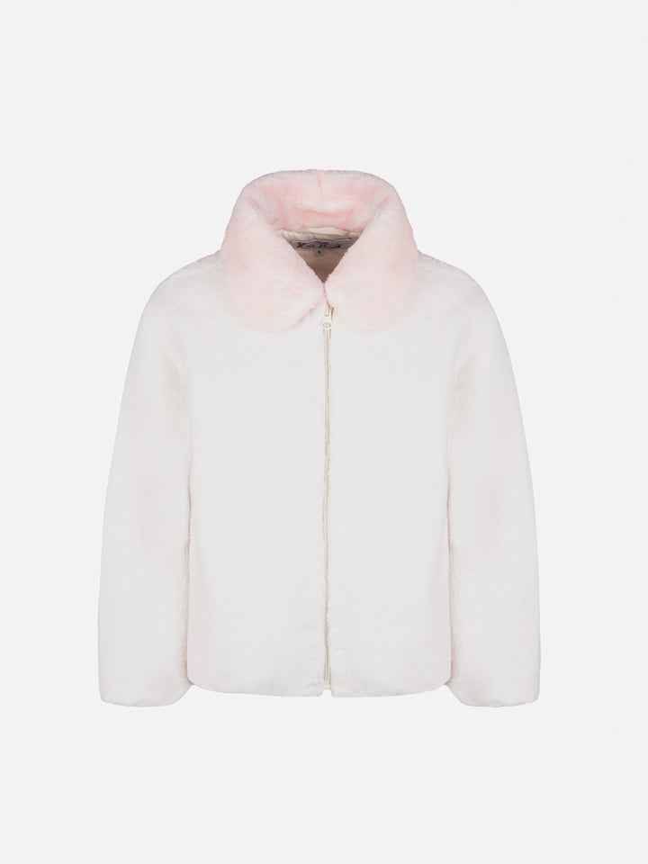 Girl faux fur jacket Aveline with squirrel print - MC2 Saint Barth