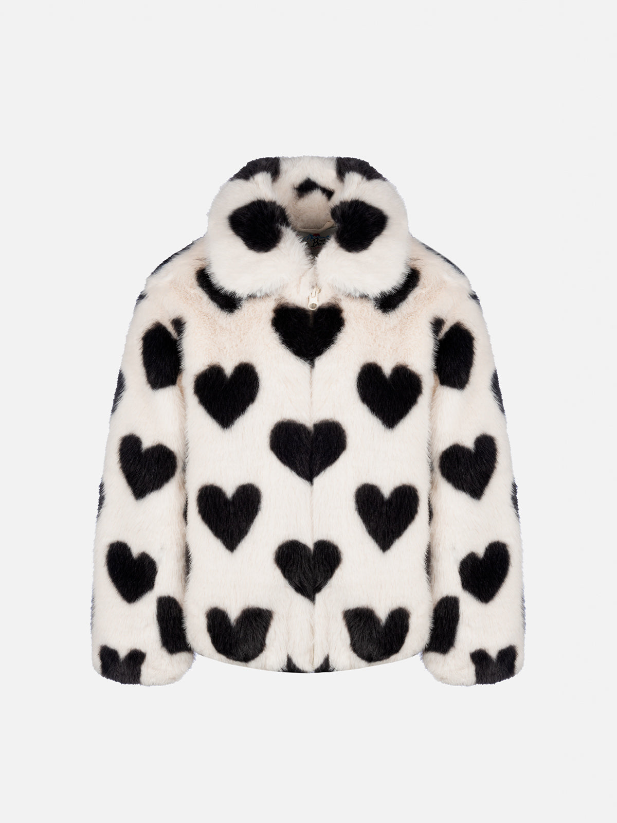 Girl faux fur jacket Aveline with heart print - MC2 Saint Barth