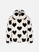 Girl faux fur jacket Aveline with heart print