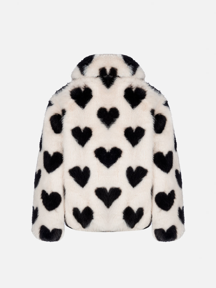 Girl faux fur jacket Aveline with heart print - MC2 Saint Barth