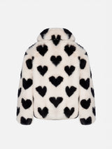 Girl faux fur jacket Aveline with heart print