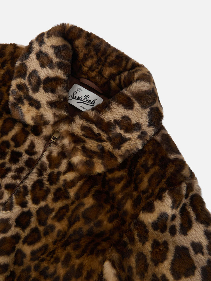 Aveline faux-fur jacket with leopard print