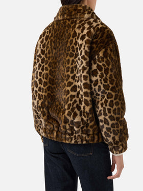 Aveline faux-fur jacket with leopard print