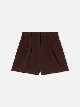 Dunkelbraune Aya Shorts aus Baumwollcord 
