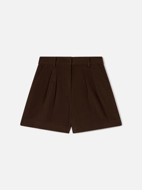 Shorts Aya marrone scuro in velluto a coste di cotone
