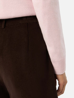 Shorts Aya marrone scuro in velluto a coste di cotone