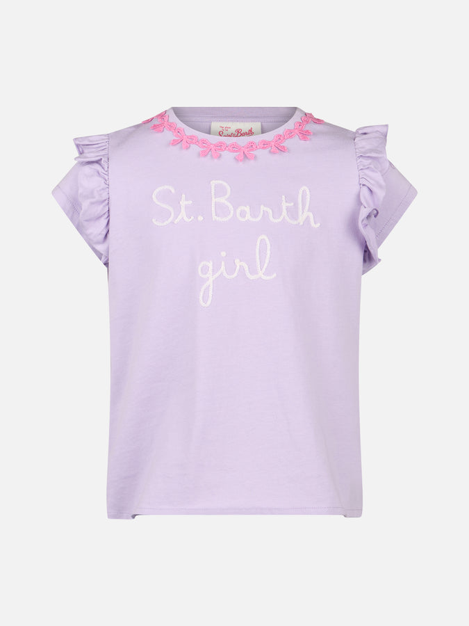 Mc2 Saint Barth T-shirt bambina in cotone con balza e ricamo