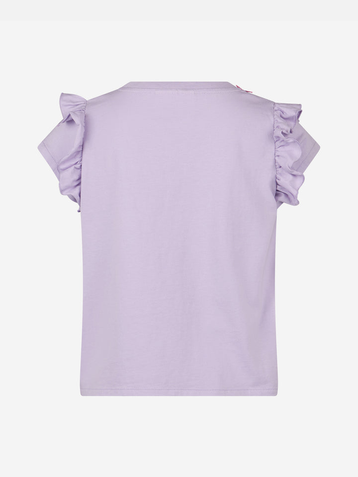 Girl cotton t-shirt with flounce and embroidery - MC2 Saint Barth