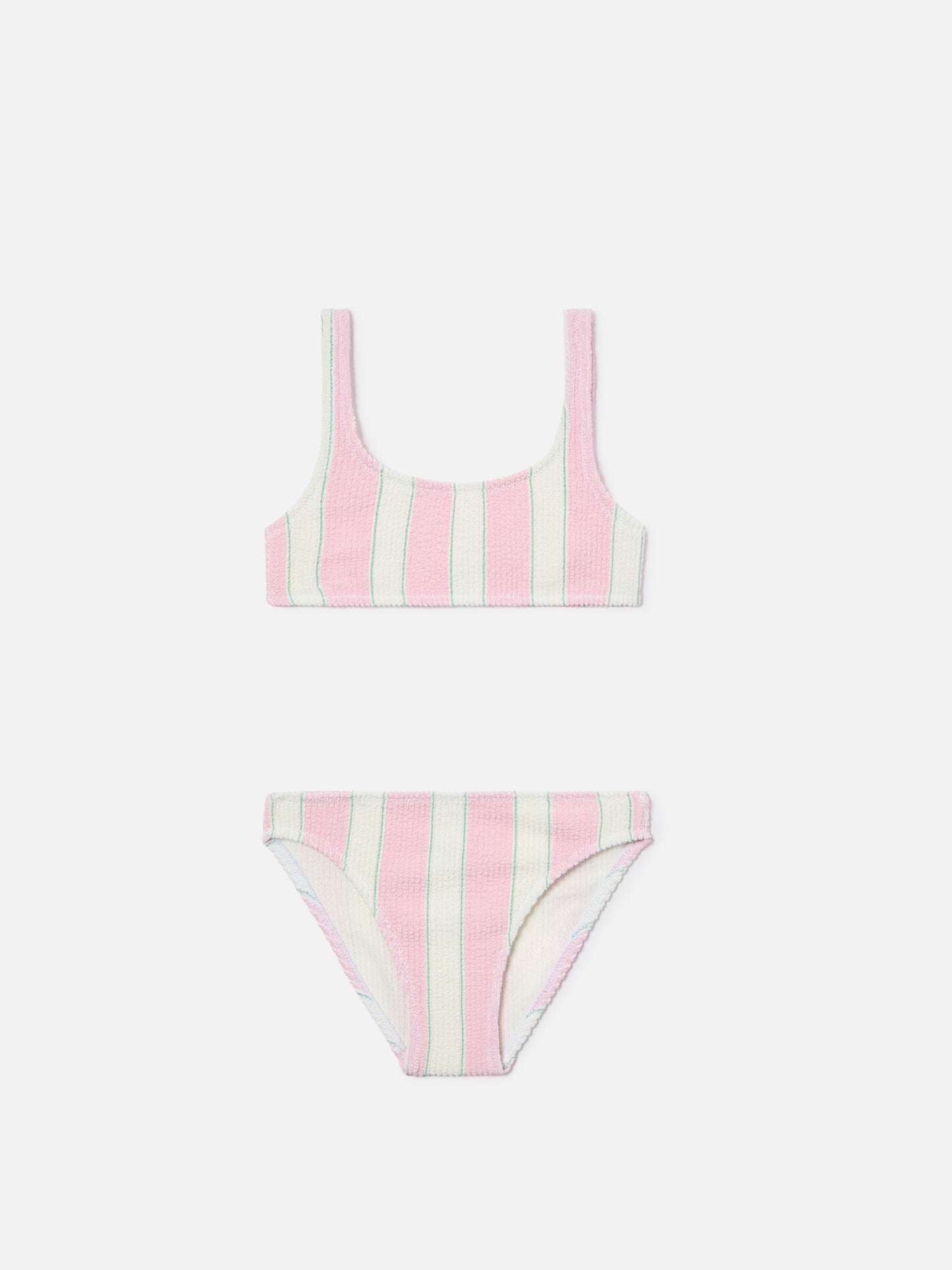 Bikini Baker in tessuto crinkle a righe rosa e panna