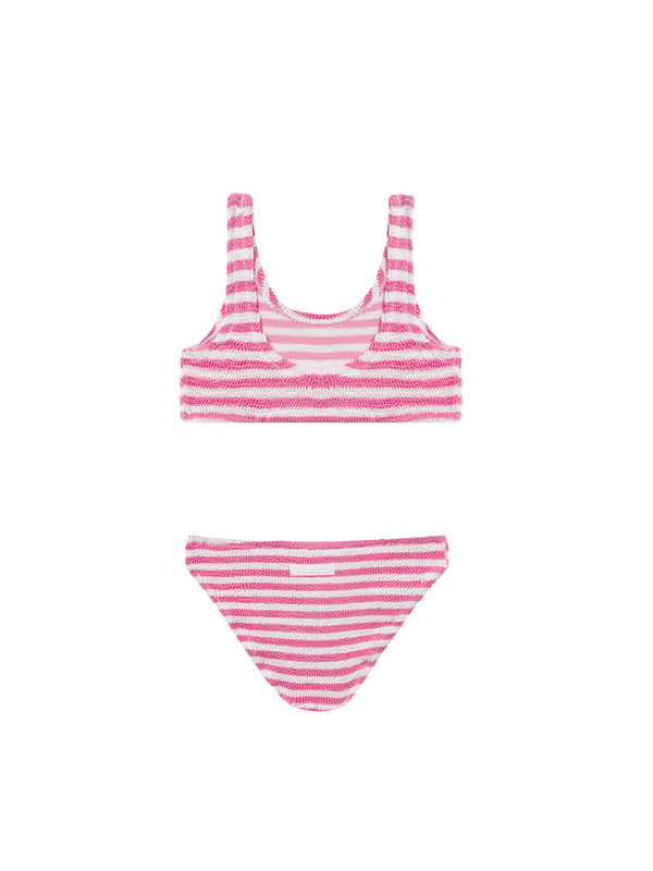 Bikini a triangolo Baker in crinkle a righe rosa