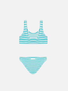 Water green striped crinkle classic bralette bikini Baker - MC2 Saint Barth
