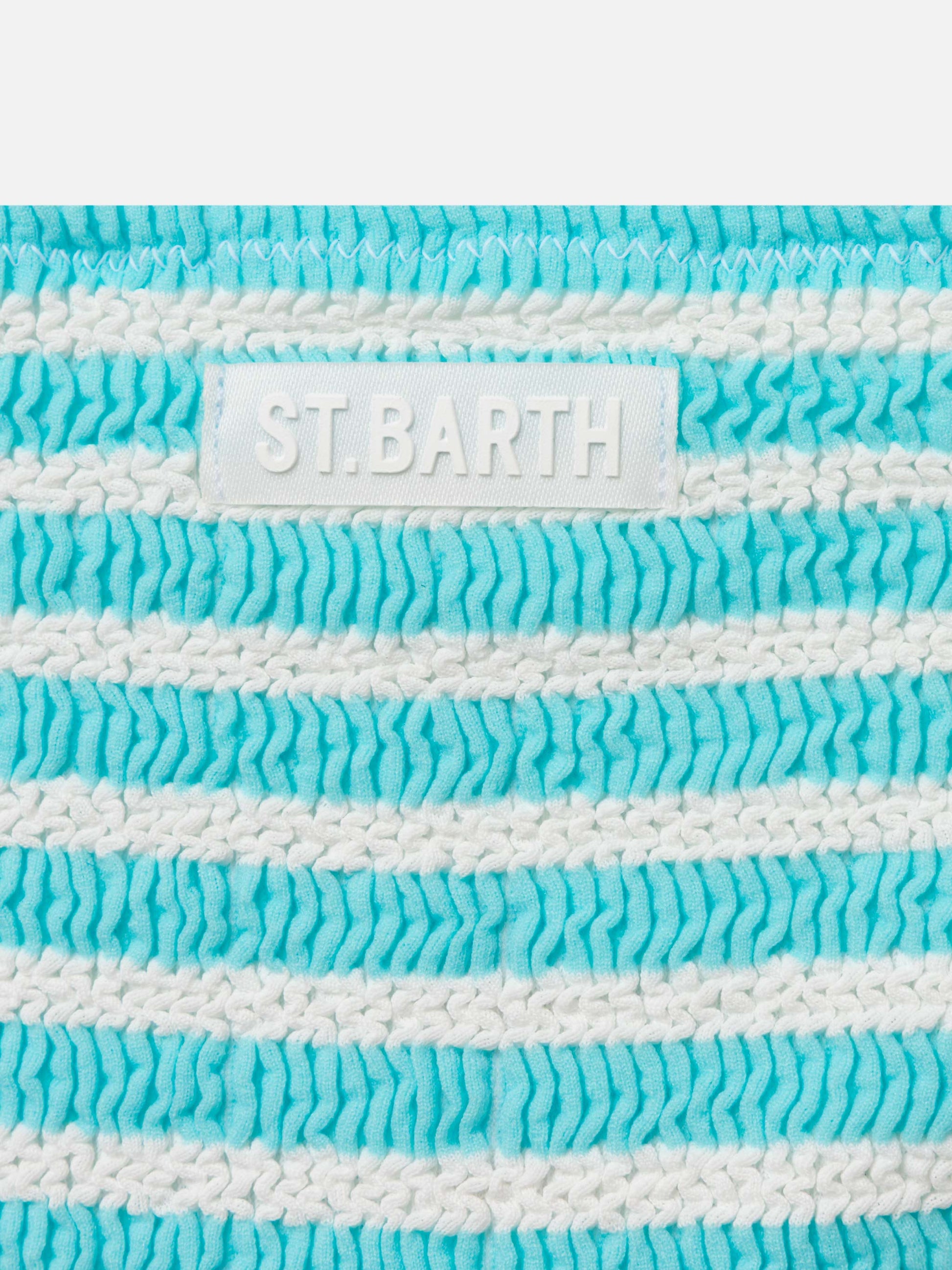 Water green striped crinkle classic bralette bikini Baker - MC2 Saint Barth