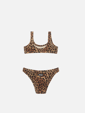 Baker – Klassischer Crinkle-Bralette-Bikini mit Animalier-Print