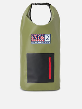 Zaino Backpack Aqua in PVC verde tinta unita con logo stampato