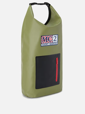 Zaino Backpack Aqua in PVC verde tinta unita con logo stampato