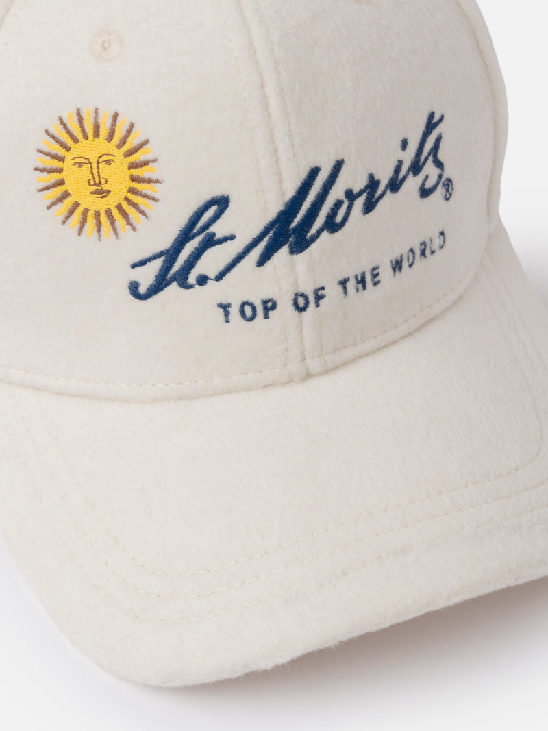 Cappellino da baseball bianco in lana con logo St. Moritz | ST. MORITZ TOP OF THE WORLD SPECIAL EDITION