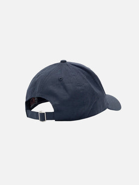 Baseball Kappe mit Schirm in Navy blue Leinen im Vintage-Look 