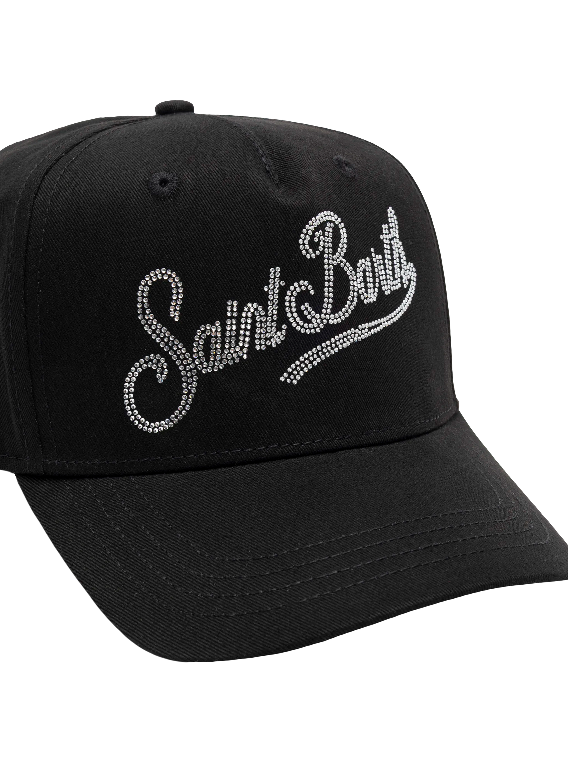 Baseball black cotton cap with rhinestones - MC2 Saint Barth