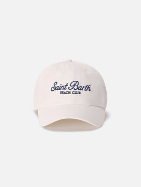 Cappellino Baseball con visiera in cotone bianco e logo ricamato