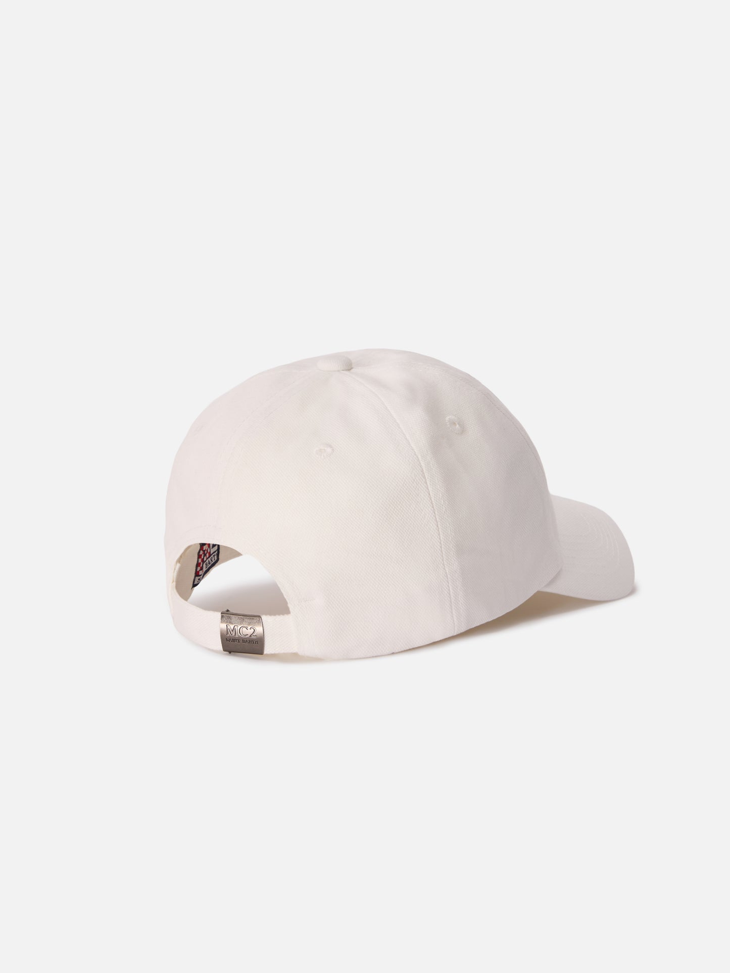 Cappellino Baseball con visiera in cotone bianco e logo ricamato