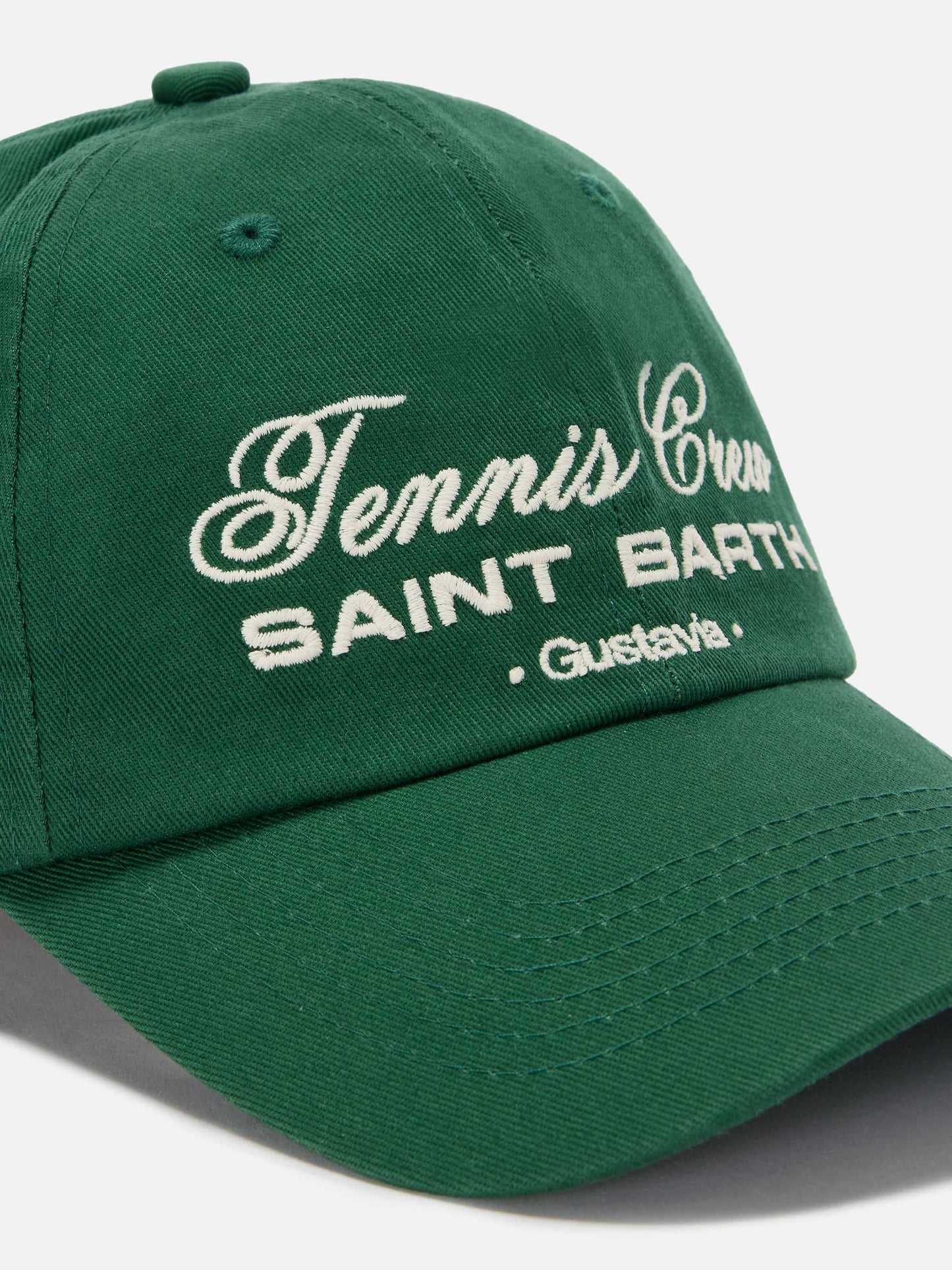Cappellino Baseball con visiera in cotone verde e ricamo Tennis Crew