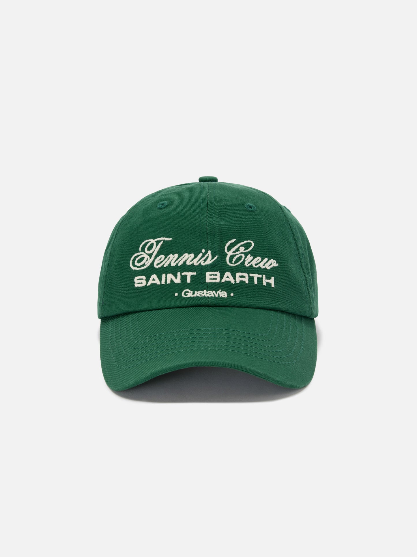 Cappellino Baseball con visiera in cotone verde e ricamo Tennis Crew