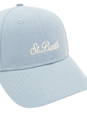 Light blue linen ball cap Baseball Jr with Saint Barth embroidery - MC2 Saint Barth