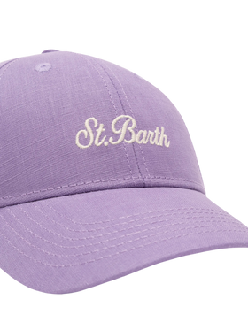 Lilac linen ball cap Baseball Jr with Saint Barth embroidery - MC2 Saint Barth