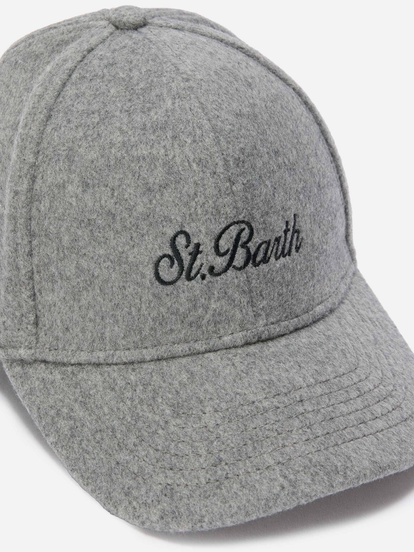 Cappello con visiera Baseball Felt in misto lana grigio