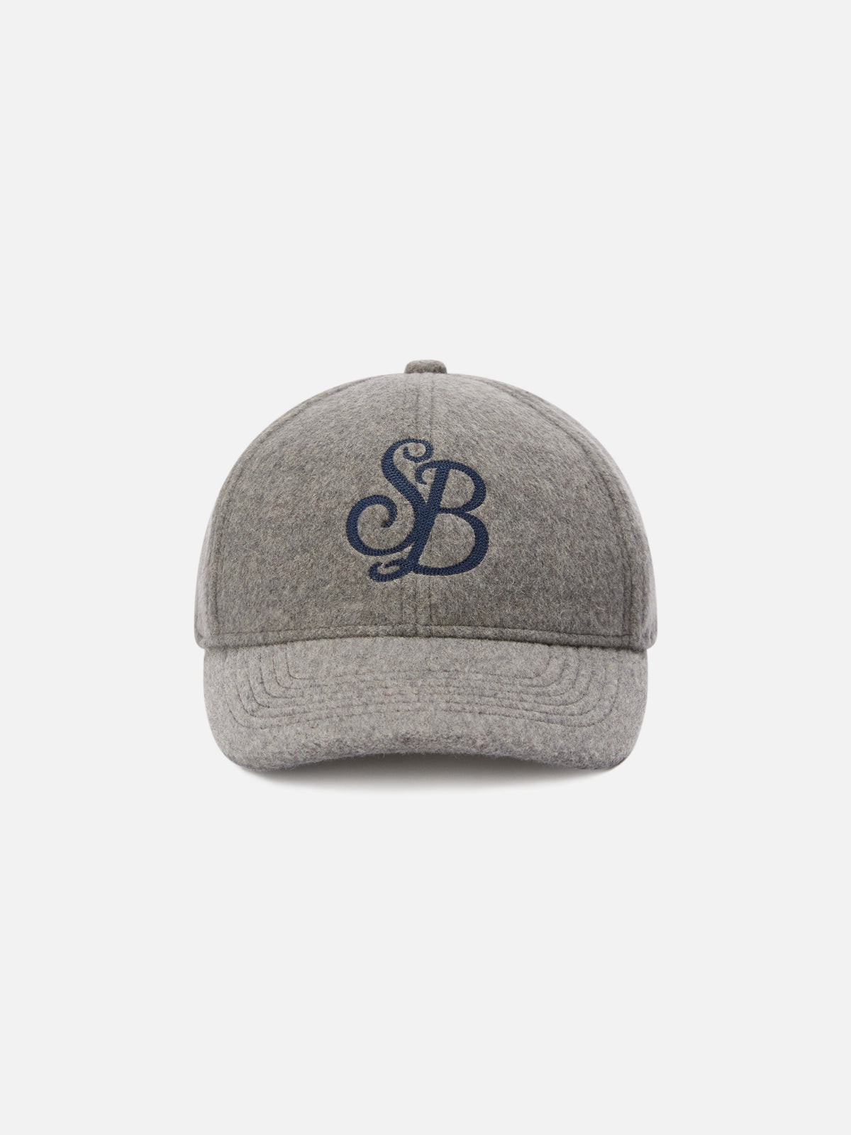 Graue Filzkappe Baseball mit SB-Monogramm-Stickerei 