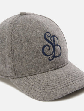 Graue Filzkappe Baseball mit SB-Monogramm-Stickerei 