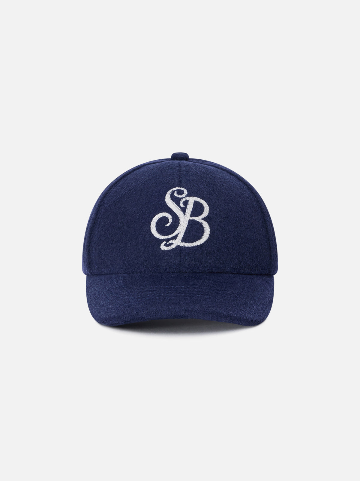 Casquette en feutre bleu marine blue Baseball avec broderie monogramme SB 