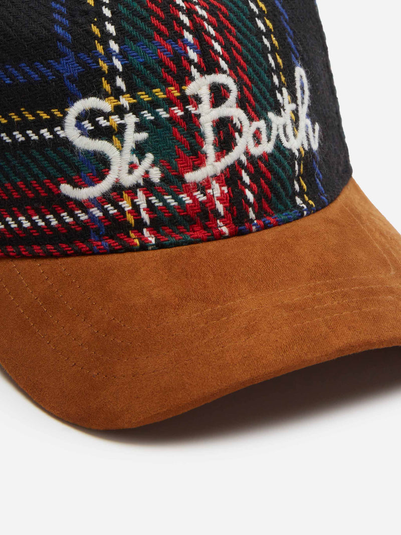 Cappellino da baseball con stampa tartan e ricamo St. Barth