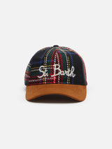 Baseball cap with tartan print St. Barth embroidery