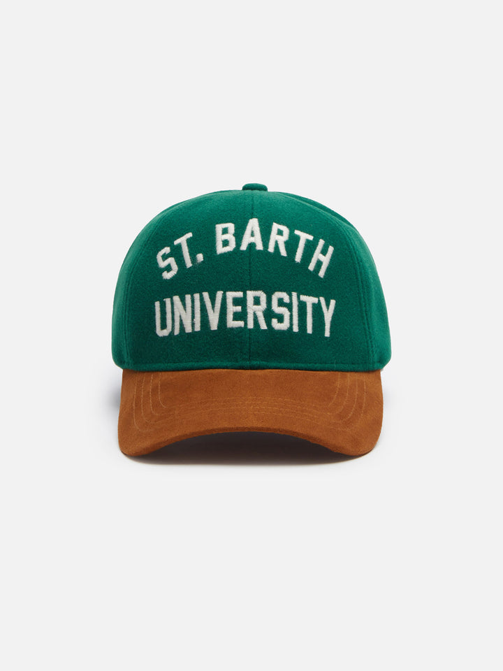 Green felt Baseball cap with St. Barth University embroidery - MC2 Saint Barth