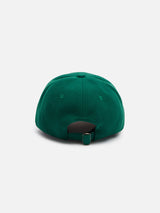 Cappellino da baseball in feltro verde con ricamo della St. Barth University