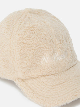 Beigefarbene Baseball Teddy-Cap mit Logostickerei 