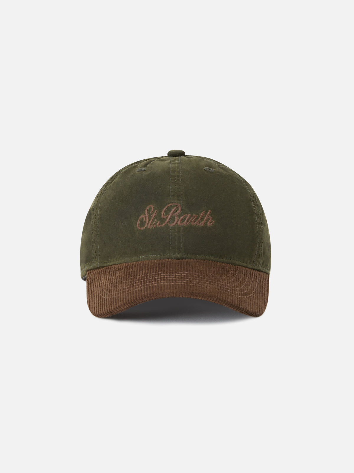 Casquette en velours côtelé ciré vert militaire Baseball avec broderie logo 
