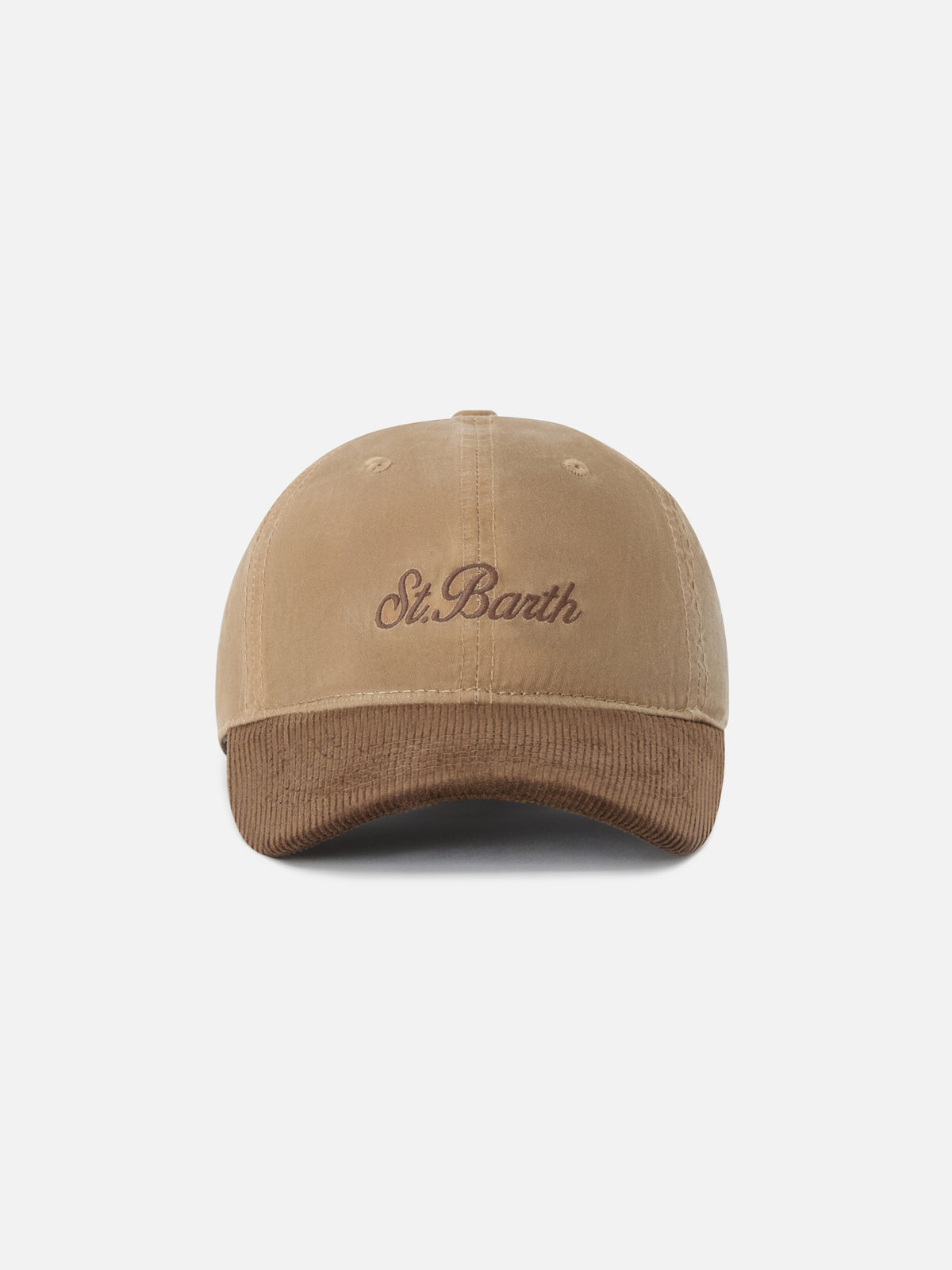 Gorra de pana encerada color Nut Baseball con bordado del logo 