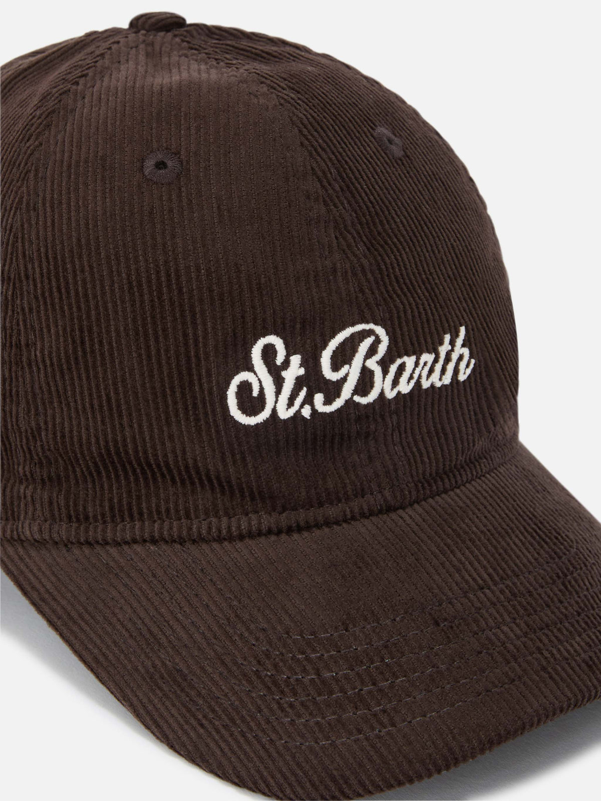 Cappello Baseball marrone in velluto a coste con ricamo logo