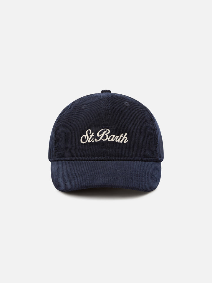 Casquette en velours côtelé Navy blue Baseball avec broderie du logo 