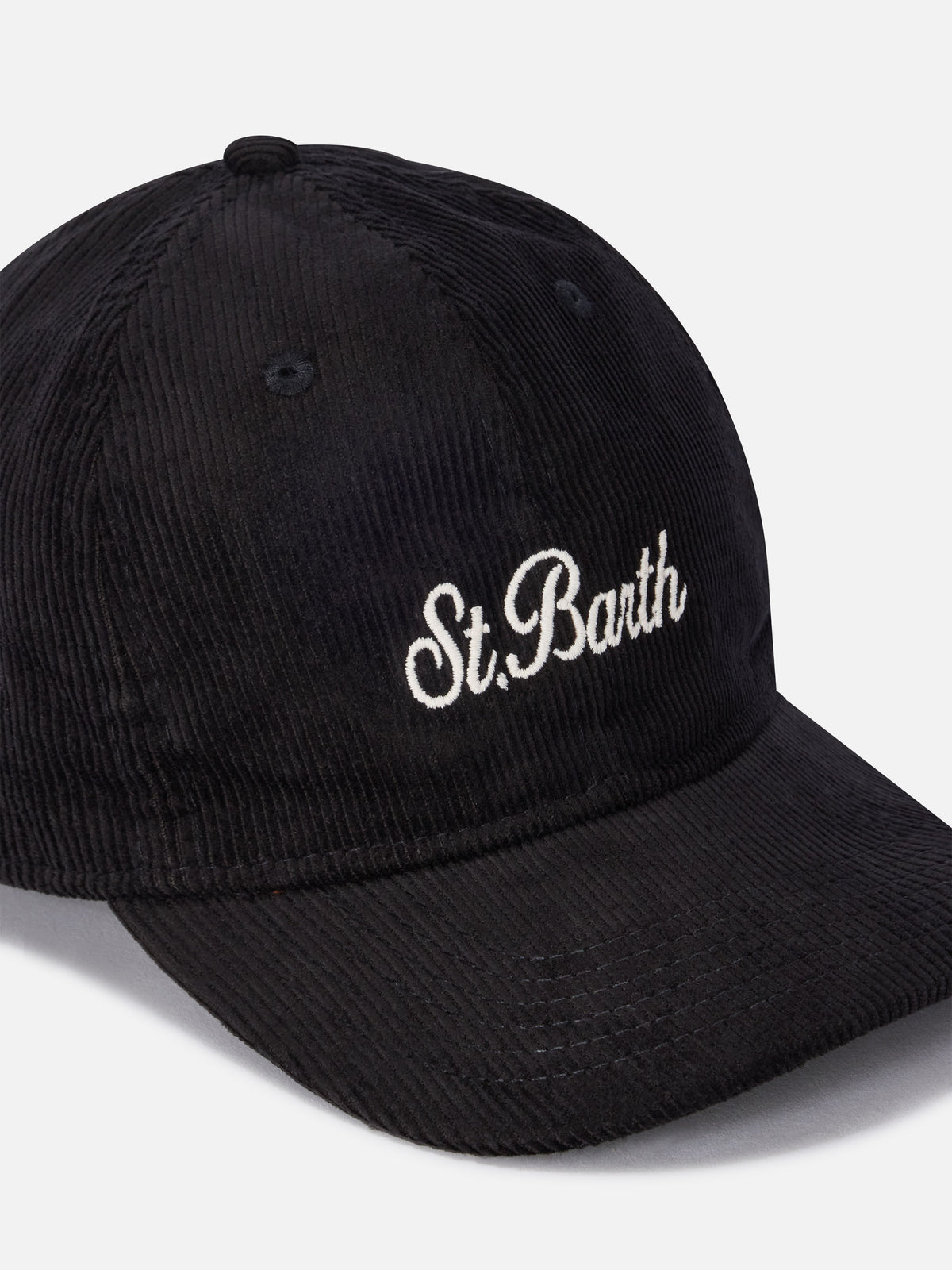 Gorra de pana negra Baseball con bordado del logo 