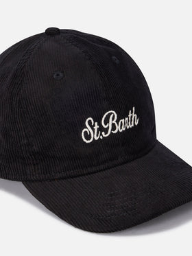 Gorra de pana negra Baseball con bordado del logo 