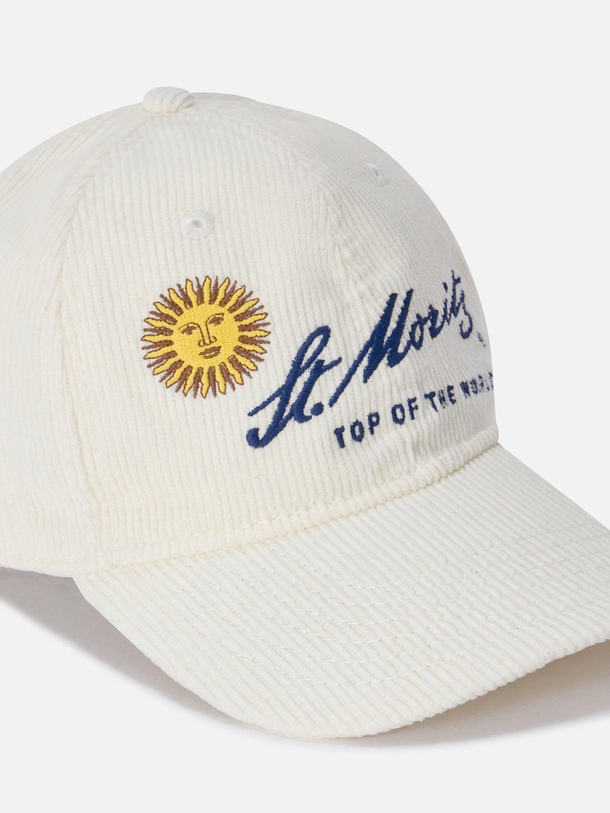 Casquette en velours côtelé off white Baseball avec broderie St. Moritz | Special edition 