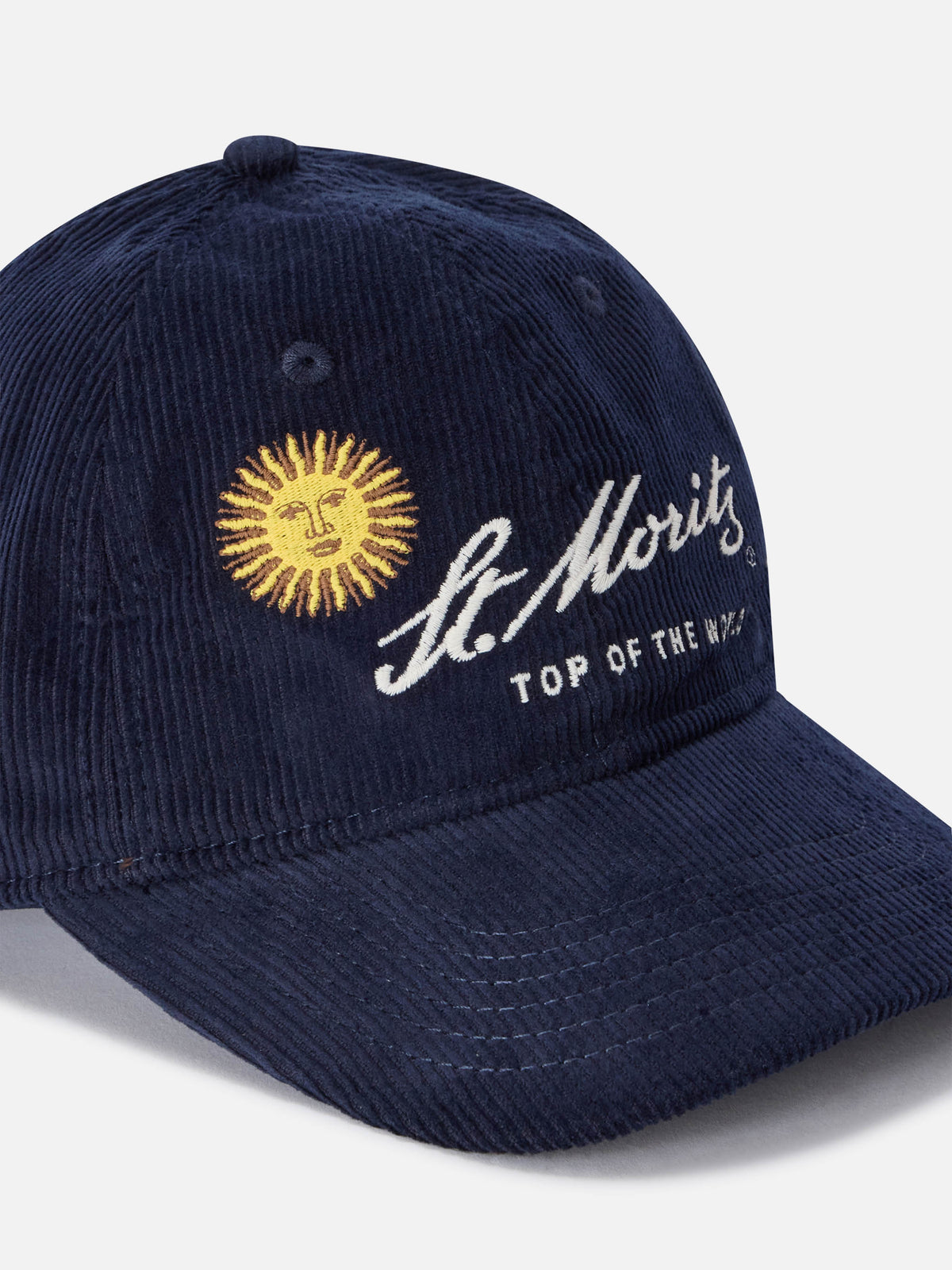 Cappello Baseball blu navy in velluto a coste con ricamo St. Moritz | Special edition