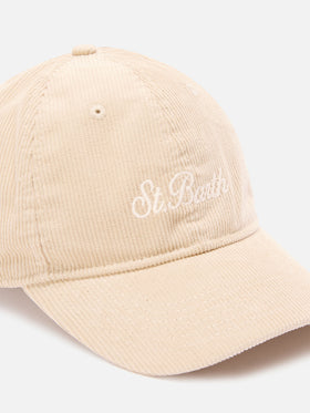 Casquette en velours côtelé Baseball grise avec logo brodé 